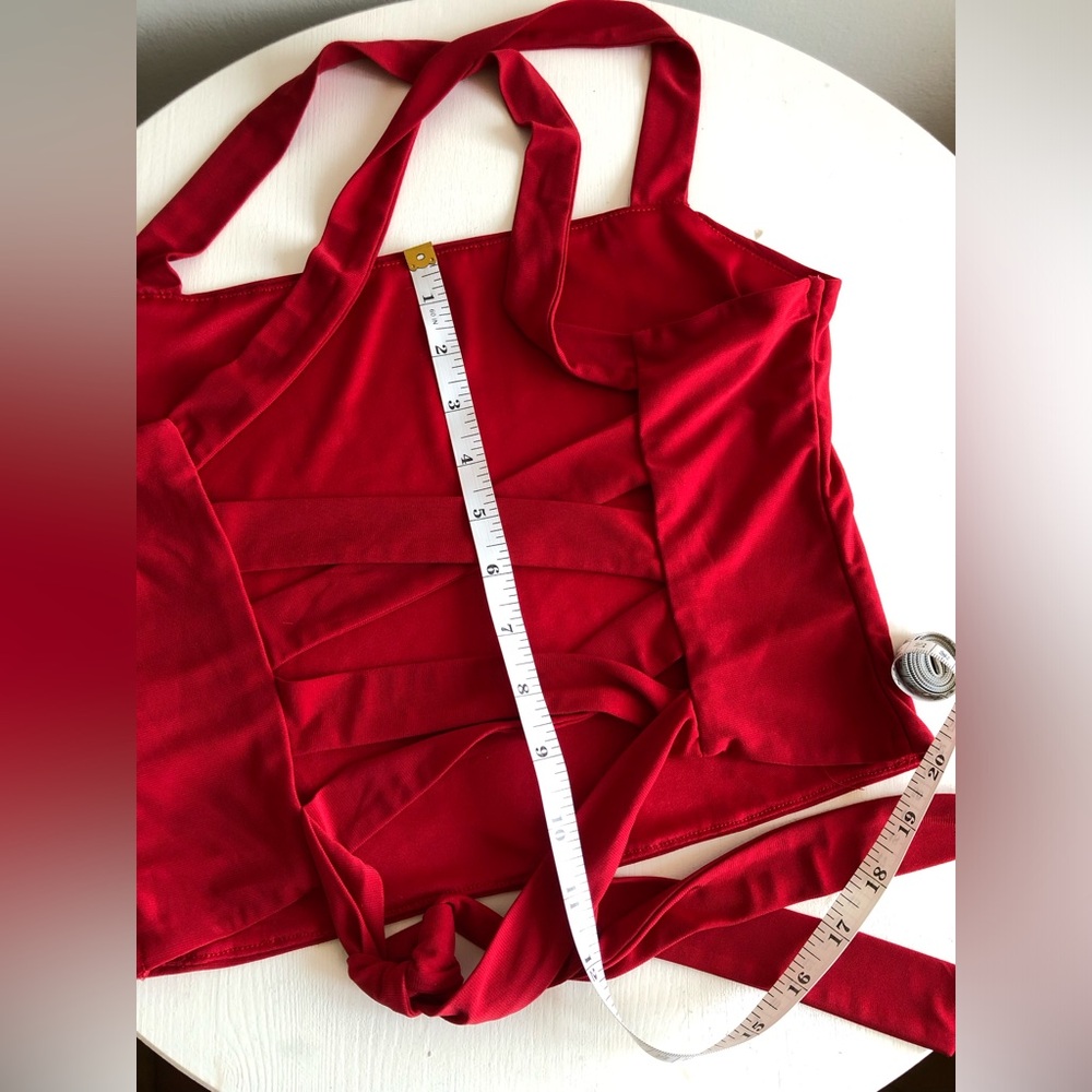 Meraki red crop top that cross crosses in the back size L Large - Picture 8 of 9
